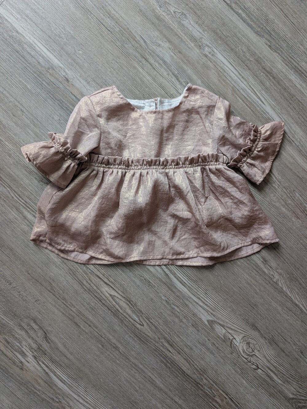 GAP Girls Metallic Blush Ruffle-Sleeve Top, 2T
